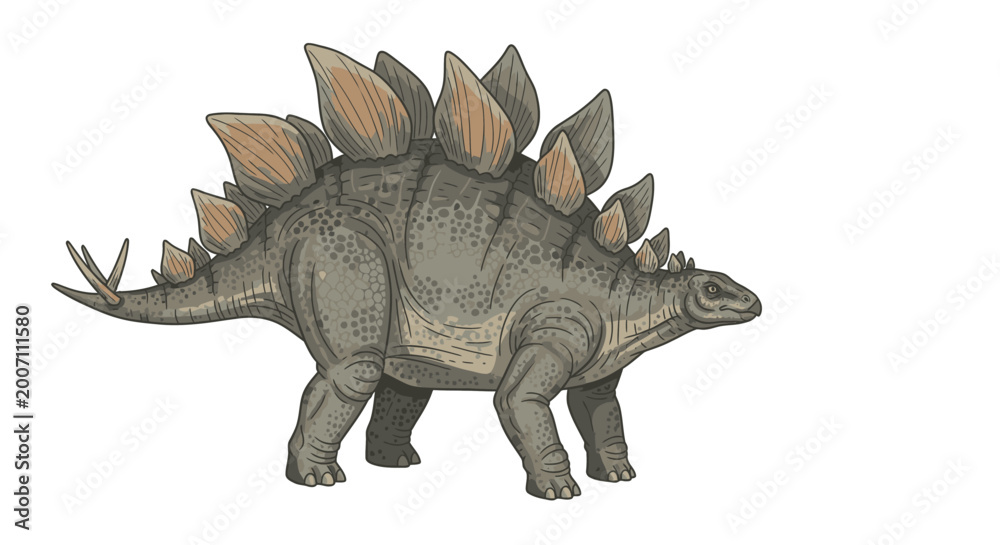 Fototapeta premium Stegosaurus illustration ancient dinosaur with detailed spikes and scales