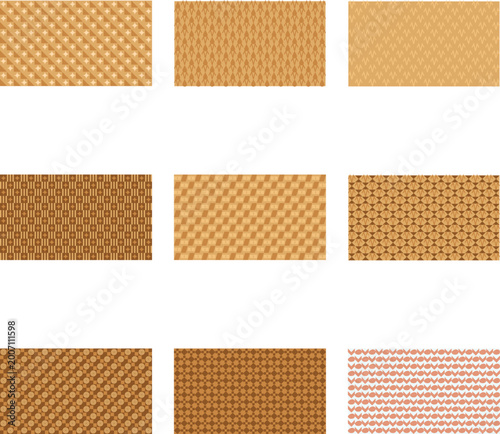 Beige and Navy Blue Geometric Fabric Pattern Digital Illustration