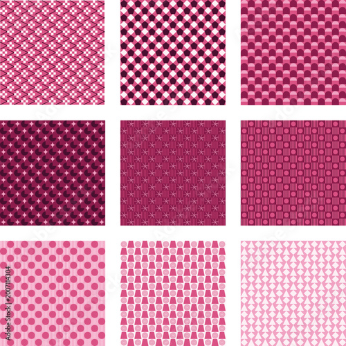 Pink and blue geometric grid pattern abstract digital illustration