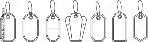 Fotografi Blank price tags, clothing label templates, retail sale hang tags, product brand