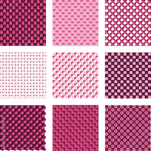 Abstract Pink and Purple Geometric Grid Pattern Digital Art