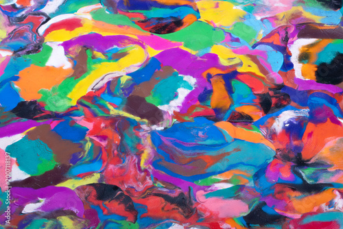 Expressive bold plasticine gradient ideal for advertising campaign, vivid pigment islands and sculpted texture deliver strong visual impact and emotional intensity