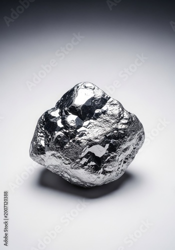 Raw zinc mineral specimen featuring a rugged texture and silvery gray metallic sheen, positioned clearly on a plain white studio backdrop, deposit, component, rough
