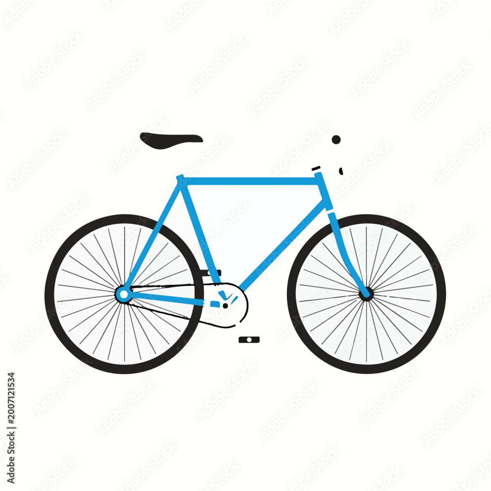 Fototapeta premium Simple blue bicycle with black wheels