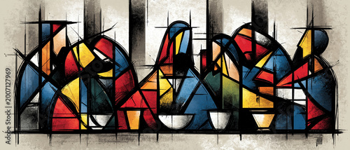 Abstract Geometric Last Supper – Generative AI