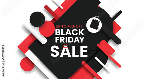 Fotografía A Black Friday sale advertisement with bold red and white text
