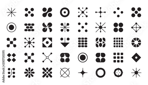 Foto Abstract geometric shapes collection, minimalist line art vector set, modern design elements for web