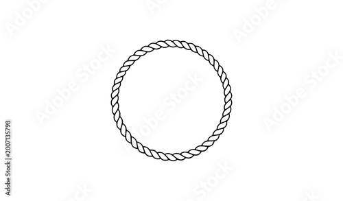 Bild auf Leinwand Minimal braided circle frame vector with simple twisted rope ring ornament isola