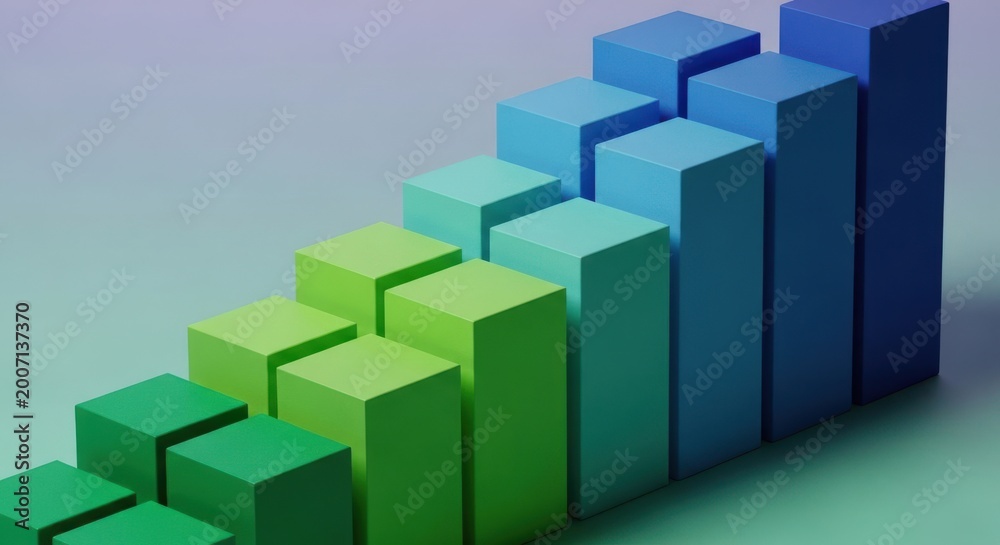 Fototapeta premium Geometric Blocks Showing Upward Growth And Progress