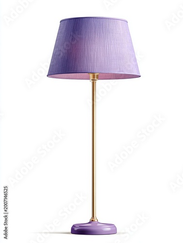 Elegant Purple Sequined Lampshade Floor Lamp With Gold Stem and Purple Base