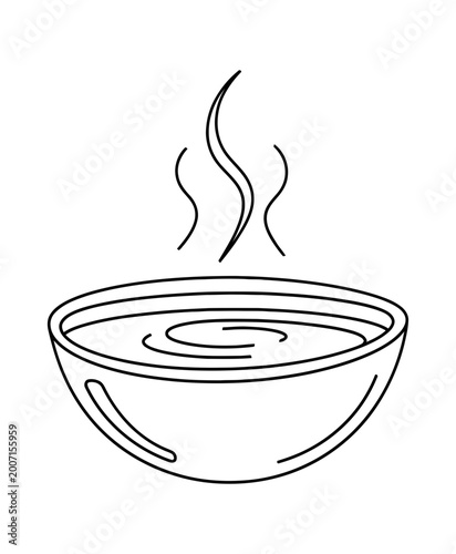 Simple bowl of hot soup line art vector illustration design