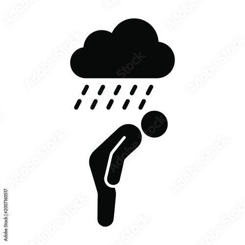 Φωτογραφία Person getting rained on under dark cloud