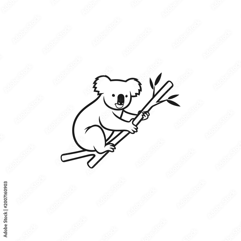 Fototapeta premium A cute koala sitting on branch.