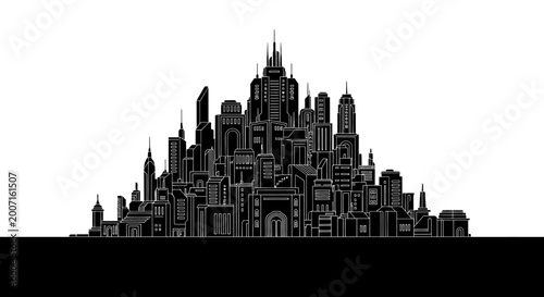 Cityscape Silhouette Vector Illustration ? Modern Urban Skyline Design