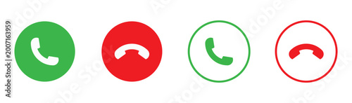 Tableau sur toile Phone call icon accept and decline icon set