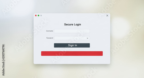 Modern Secure Login User Interface Window with Username and Password Input Fields and Sign In Button