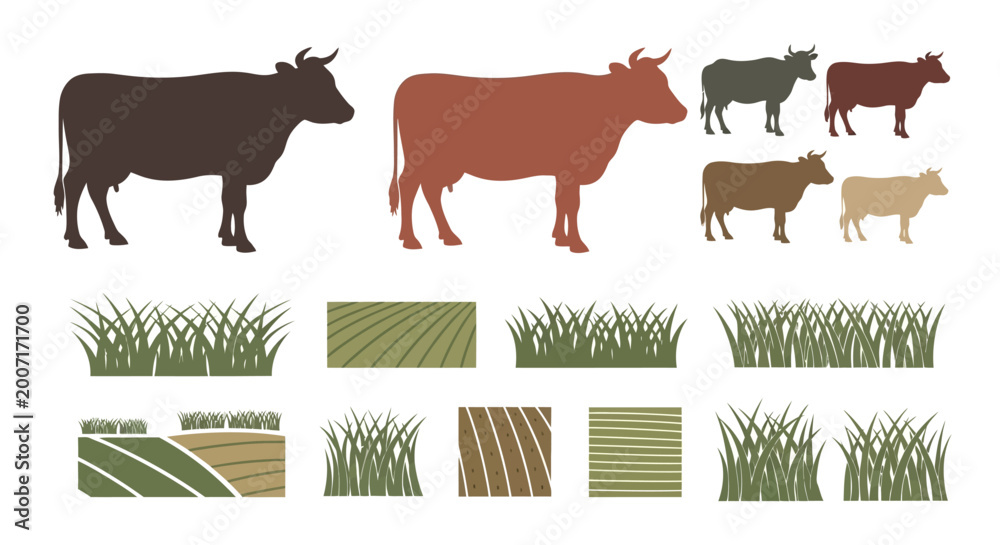 Fotografie Cows and calves in farm setting.