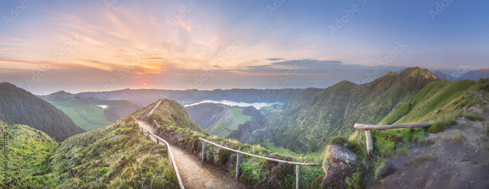Fototapeta premium Mountain landscape Ponta Delgada island, Azores