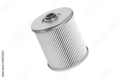 High quality replacement car oil and fuel filter element isolated on white background