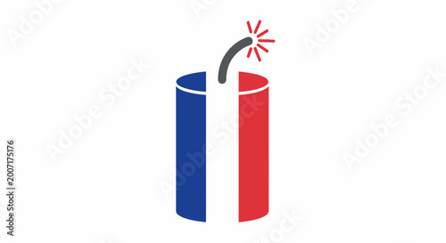 Schilderij op canvas French Flag Dynamite Stick Icon - Symbol of French Revolution or Political Unres
