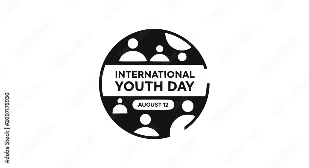 Obraz premium International Youth Day August 12 Logo - Diverse People Silhouette Circle