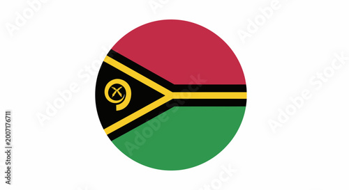 Fotografie Vanuatu Flag Circle Icon on White Background