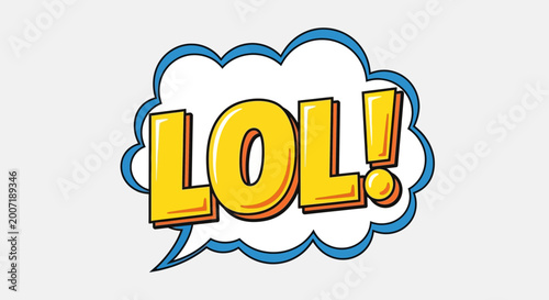 Obraz na plátně LOL Text in Comic Speech Bubble, Funny Laughter Expression, Pop Art Style