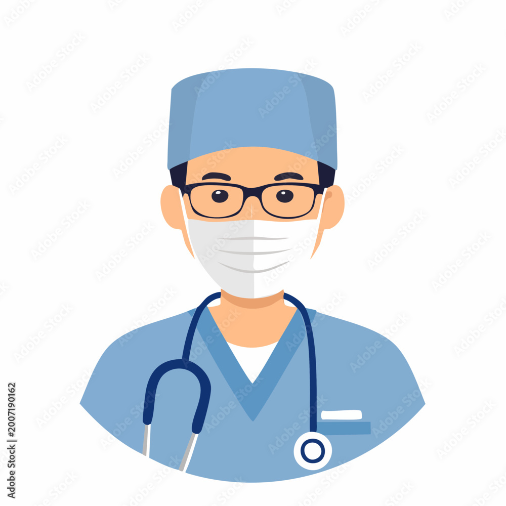 Fototapeta premium Doctor Wearing Surgical Mask and Stethoscope