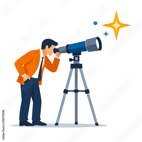 Obraz na plátně Businessman looking through telescope, vision concept