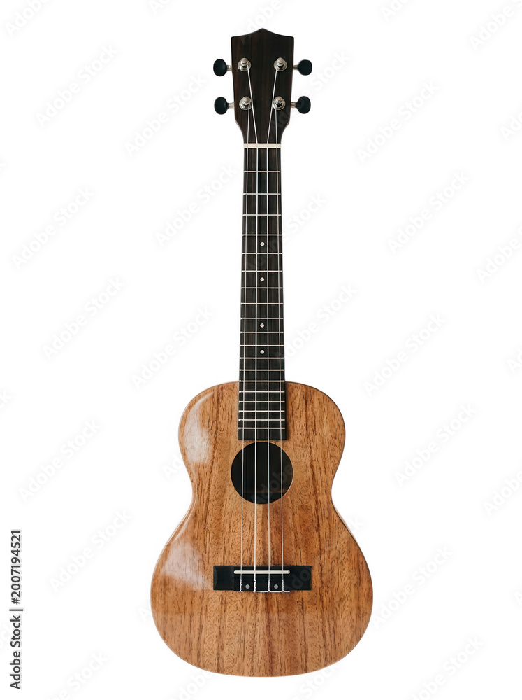 Naklejka premium Brown ukulele with transparent background