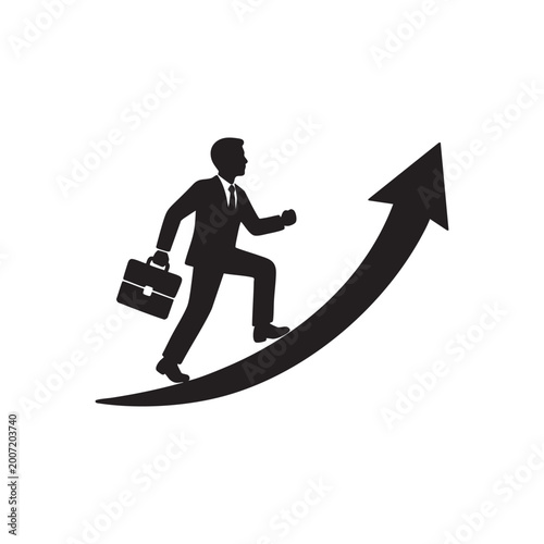 Bild auf Leinwand Businessman climbing up arrow Vector