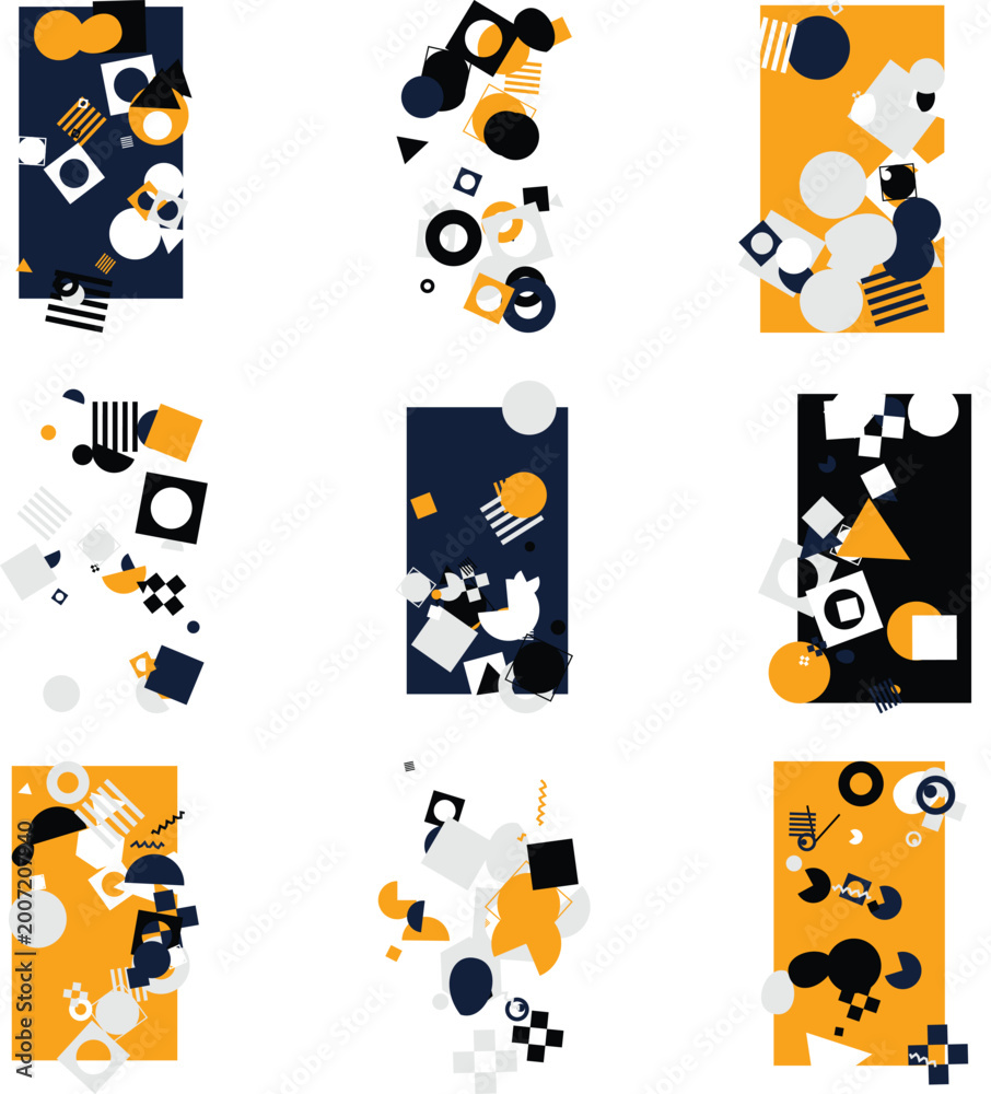 Fototapeta premium Abstract Geometric Illustration with Vertical Stripes and Dot Grids