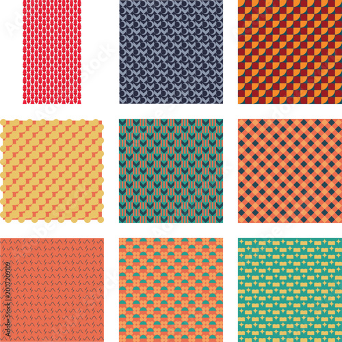 Abstract geometric pattern illustration with colorful digital textures