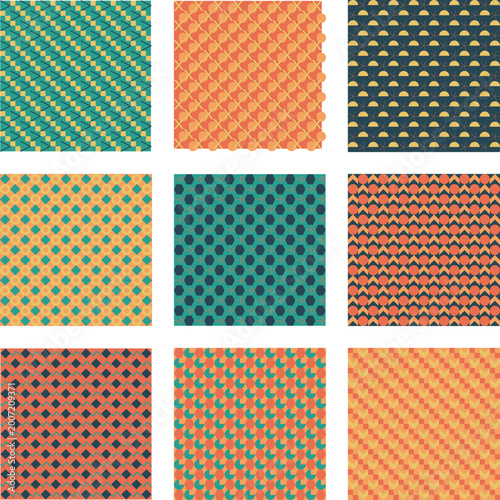 Abstract geometric pattern with pastel shapes and digital textures