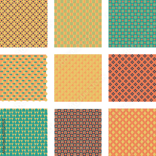 Abstract Geometric Pattern Illustration with Pastel Colors and Grids