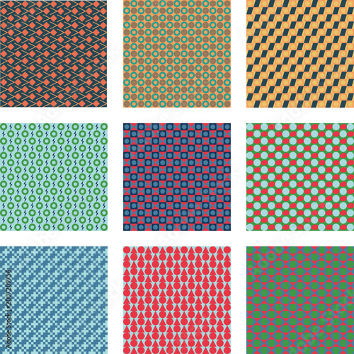 Abstract Geometric Pattern with Complex Repeating Shapes and Textures