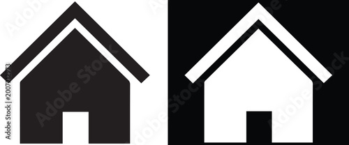 Black and white house icons a minimalist representation of home and shelter