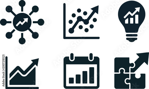 Business growth and analytics icons set