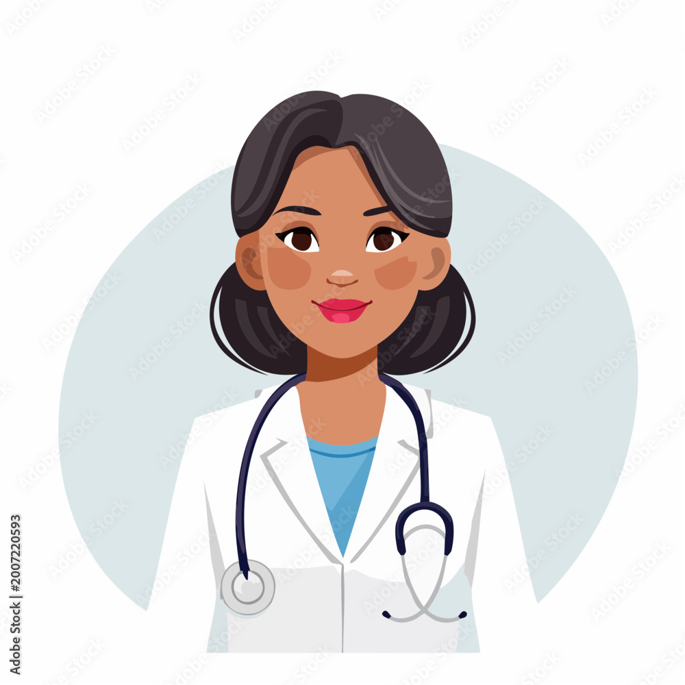 Fototapeta premium Smiling Female Doctor Wearing Stethoscope.