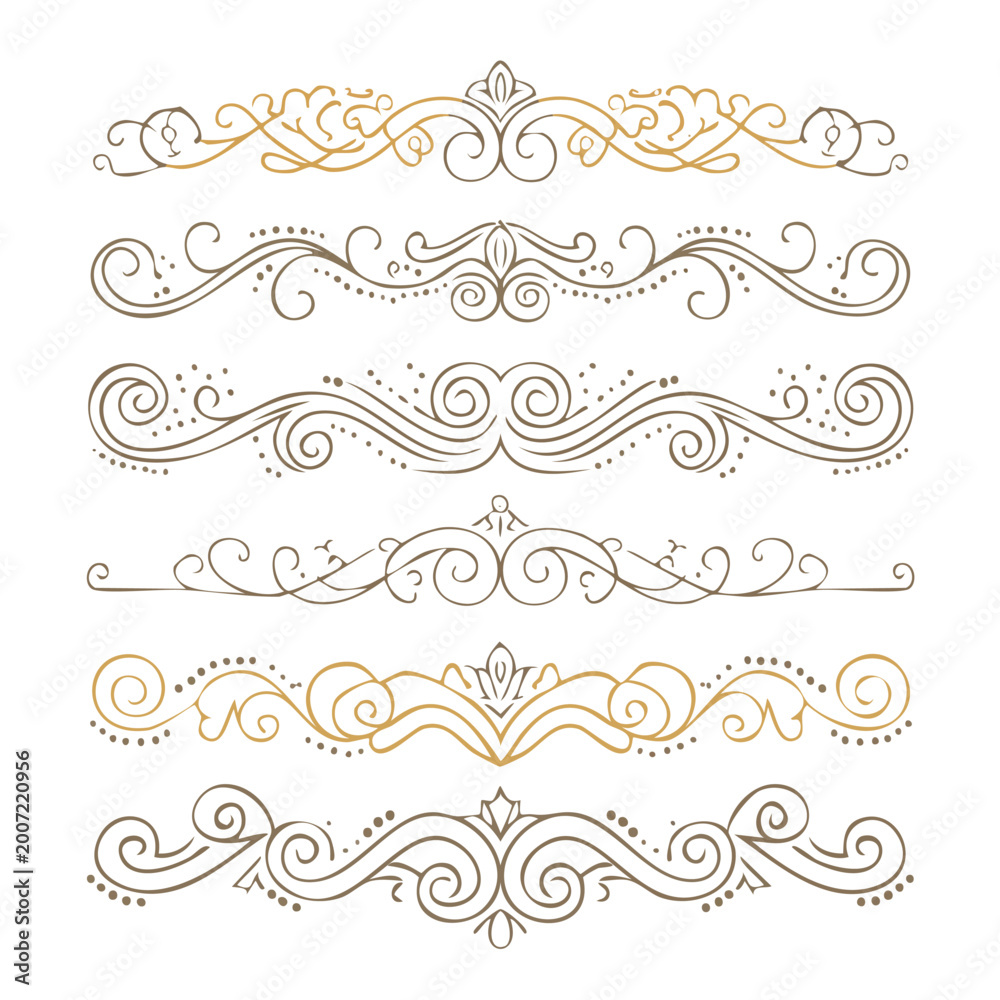 Fototapeta premium Elegant ornamental design elements collection isolated on white background