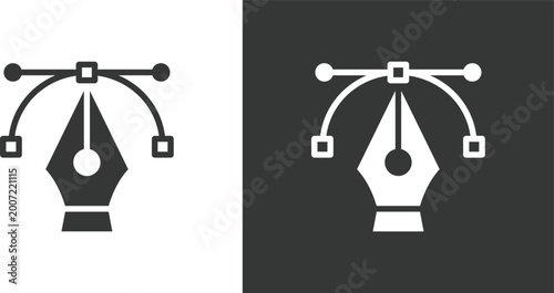 Schilderij op canvas Pen nib icon set a dual tone representation of traditional calligraphy and digit