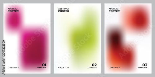 Abstract Gradient Blur Circle Poster Template Set, Soft Colorful Bokeh Sphere Background, Minimal Aura Glow Vector EPS