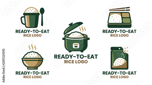 Fotografija An appetizing logo collection for ready-to-eat rice products, showcasing stylish designs that highlight the convenience and flavor of rice-based meals for busy consumers