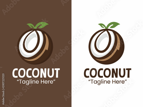 Obraz na plátně This image showcases a stylish coconut logo design that elegantly represents tropical vibes and freshness, ideal for branding in food, health, and wellness sectors