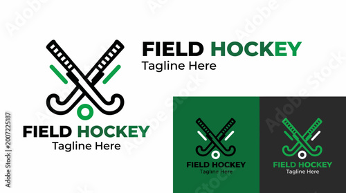Photos This dynamic field hockey logo features crossed sticks and a ball, showcasing athleticism and teamwork