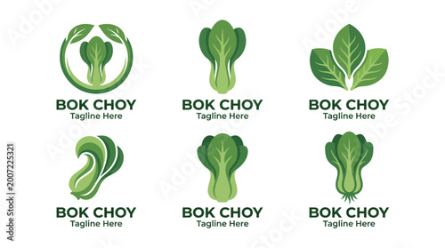 Εκτύπωση καμβά This vibrant collection features various creative logos centered around bok choy, highlighting freshness and health with appealing designs suitable for branding