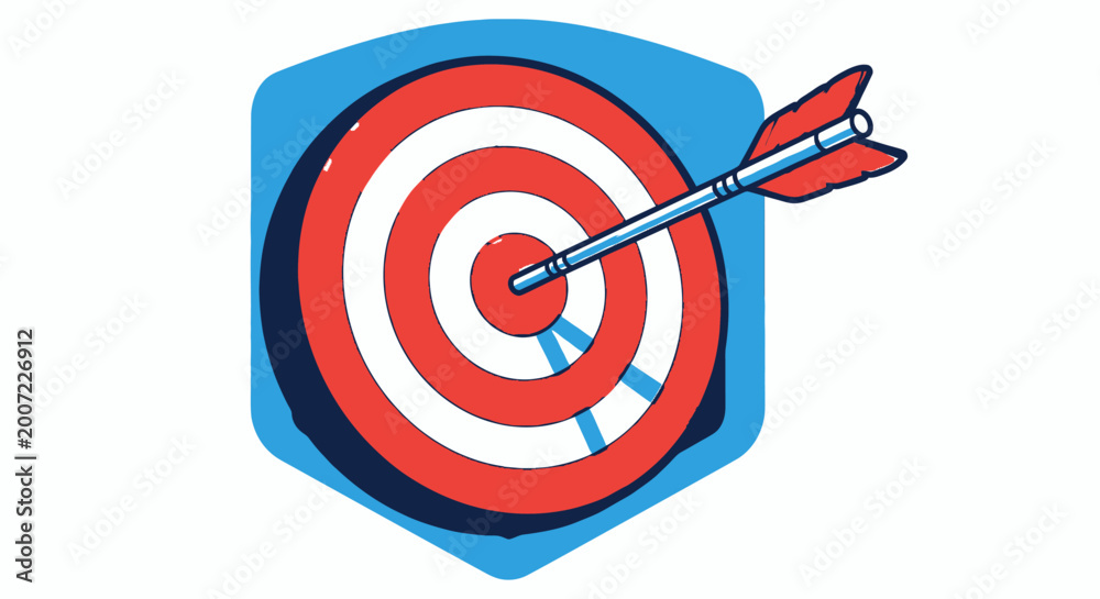 © Kenari - Target bullseye with arrow hitting the center within a hexagon design