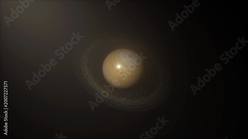 Realistic Rotating Saturn Planet in Space with Rings
