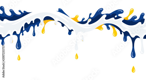 Photos Blue and Yellow Liquid Paint Splash.