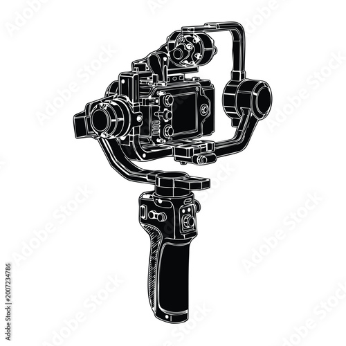 Φωτογραφία Camera gimbal stabilizer silhouette set bundle for videography professionals